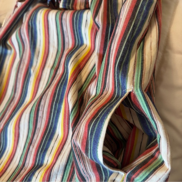 Express Striped Off-the-Shoulder Cotton Boho Smock Sundress w/ Pockets Sz L - Picture 8 of 10